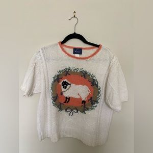 Rare women’s vintage Woolrich white knit lamb cropped sweater